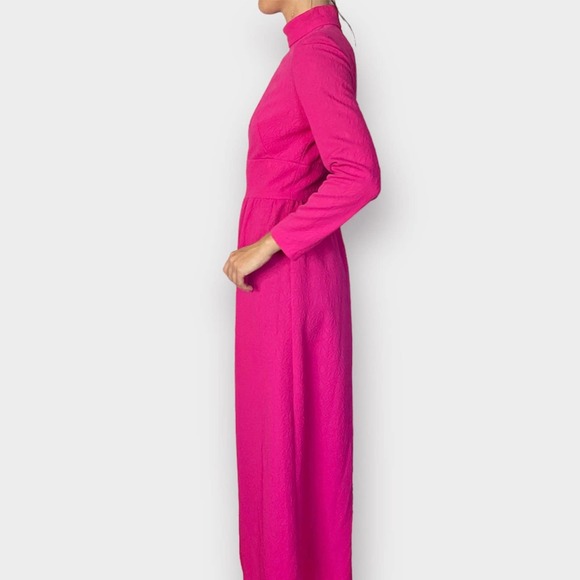1970s‎ Pink Mock Neck Long Sleeve Maxi Dress - Picture 4 of 5
